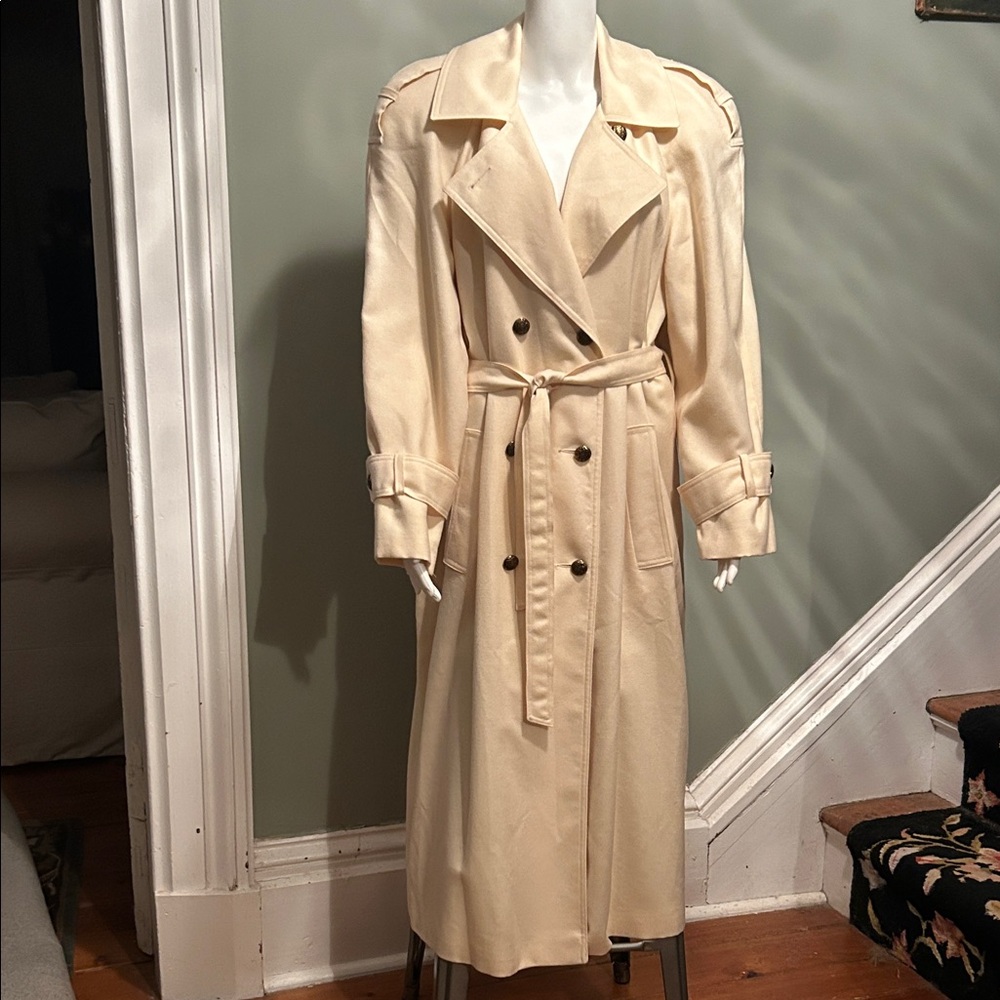 Vintage 1980’s Elegant Double-Breasted Virgin Wool Trench Coat